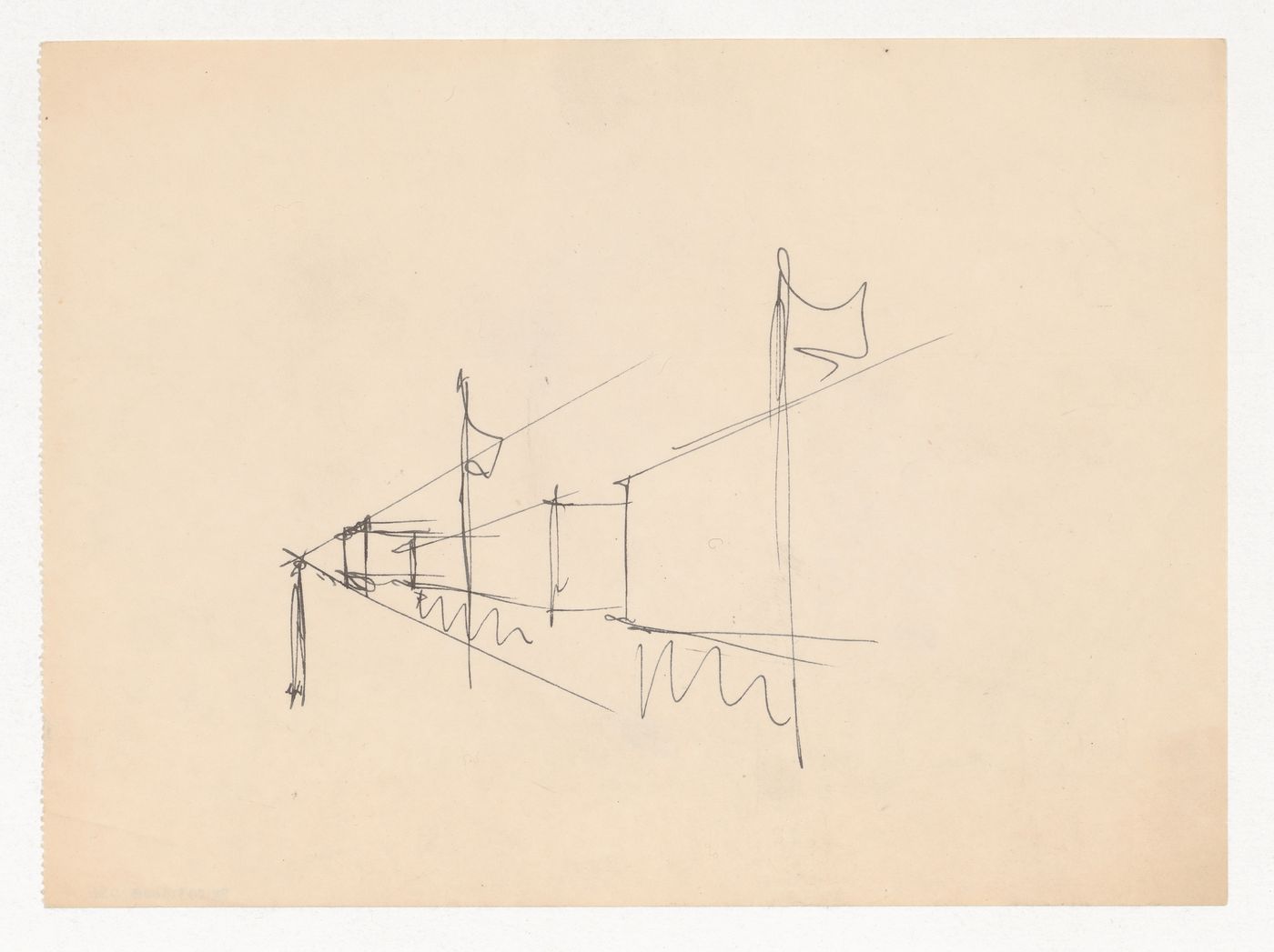 Perspective sketch for Illinois Institute of Technology with perspective lines