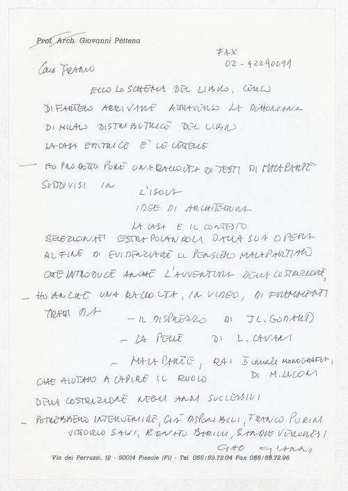 Correspondence related to the exhibition Casa Malaparte