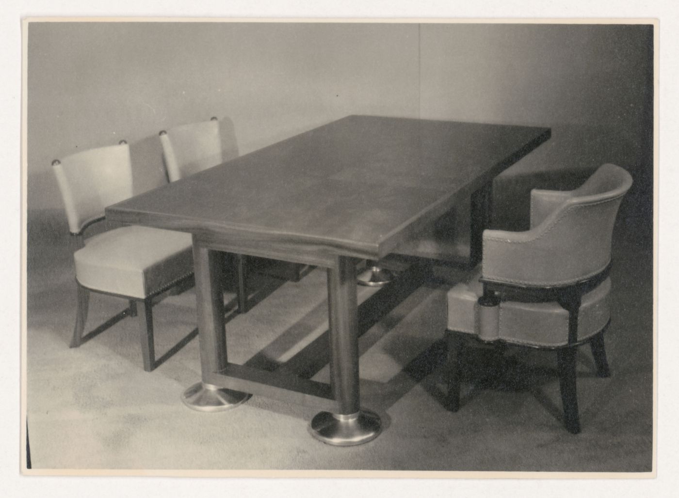 View of chairs and a table designed by J.J.P. Oud for the director's office of the Shell Building, The Hague, Netherlands