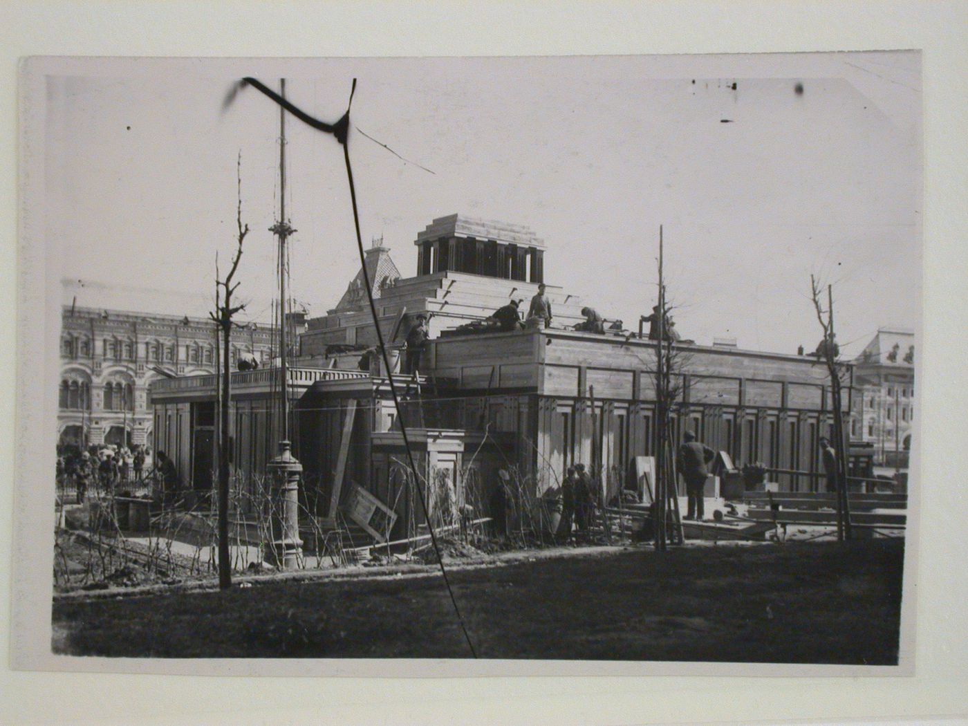 View of the rear façade of the second wooden Lenin Mausoleum, Red Square, Moscow