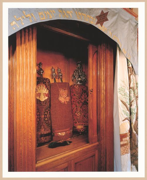 Instruments of Faith: View of Torah scrolls inside the ark, First Narayever Synagogue, Toronto