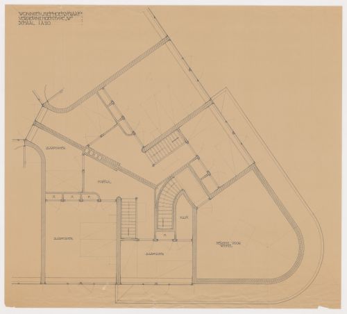 Plan for a type W housing unit showing bedrooms and an adjacent store for Kiefhoek Housing Estate, Rotterdam, Netherlands