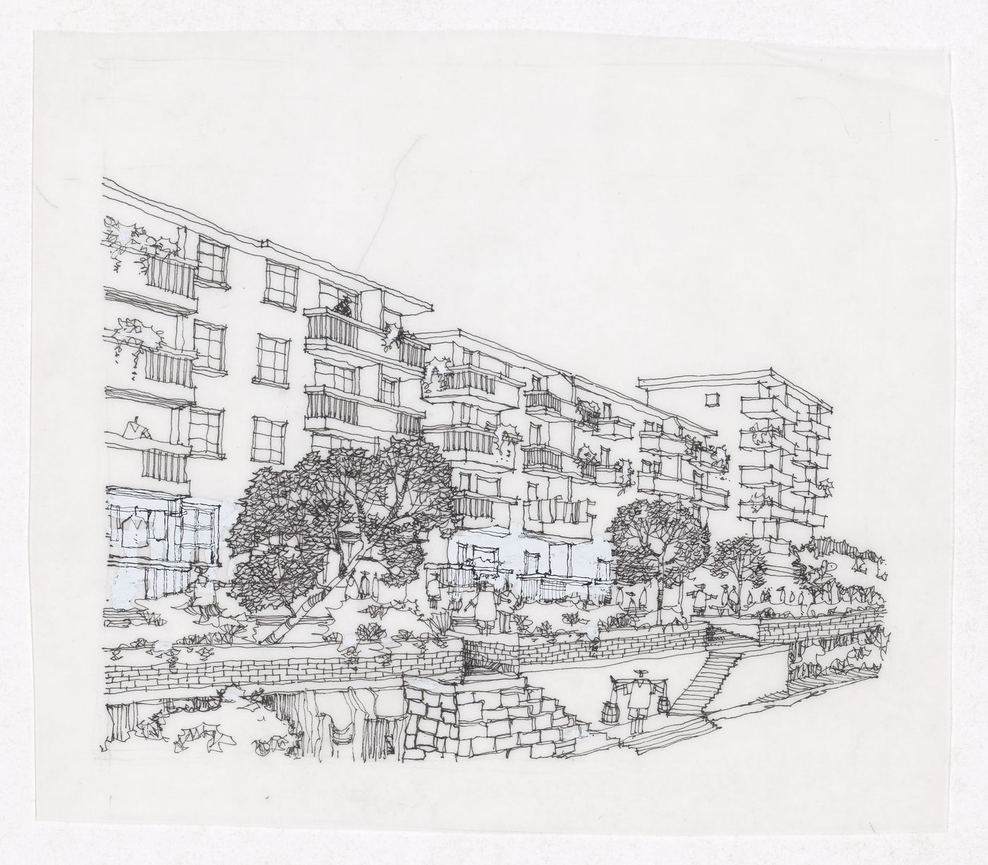 Illustration showing new development for the Sichuan housing project for "Housing a Billion: Village Upgrading: Jianlu, China" publication