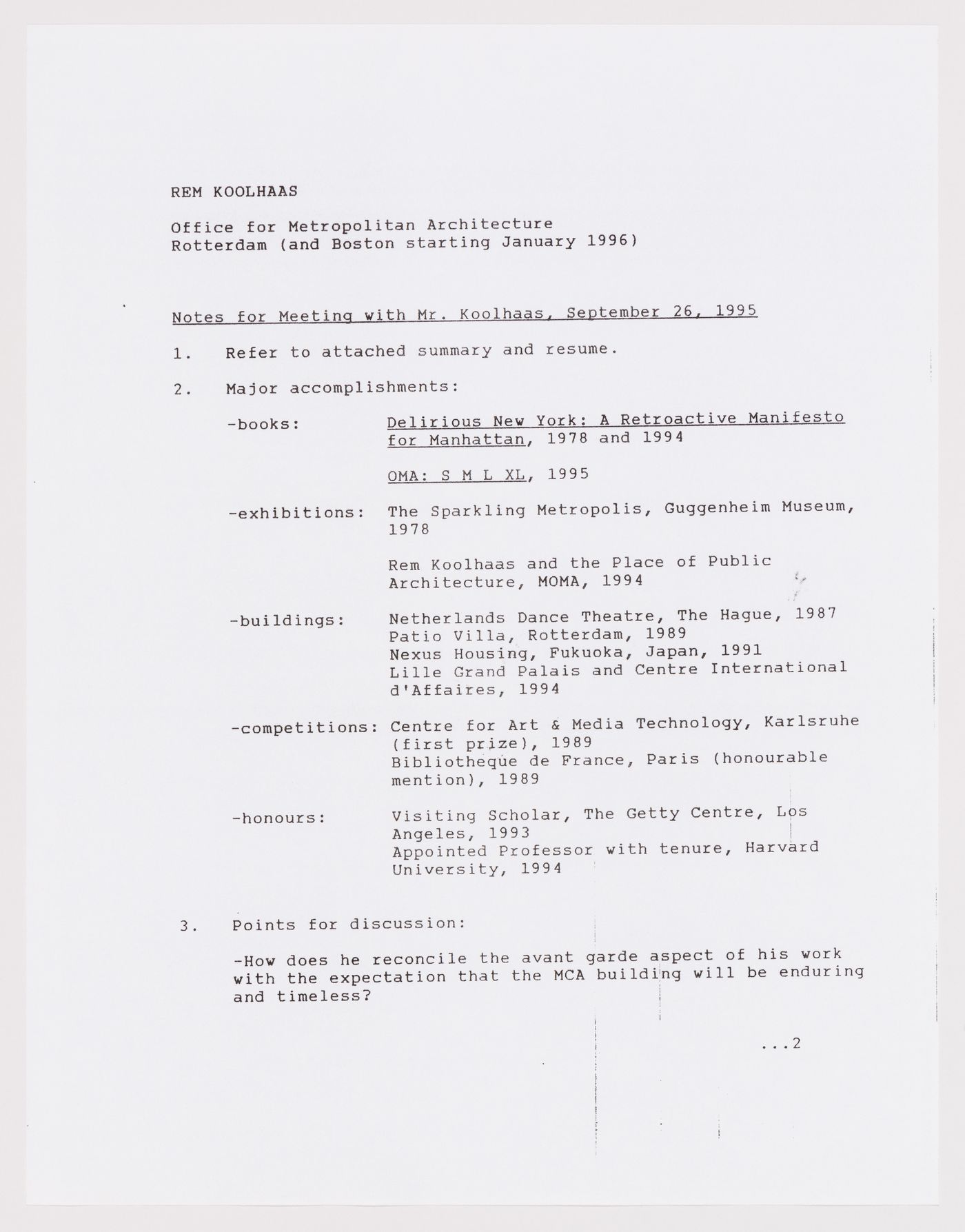 Notes by Larry W. Richards for Edgar Bronfman Jr.