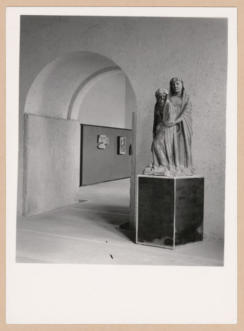 Interior view of a gallery showing a statue, doorway and another gallery, Museo di Castelvecchio, Verona, Italy