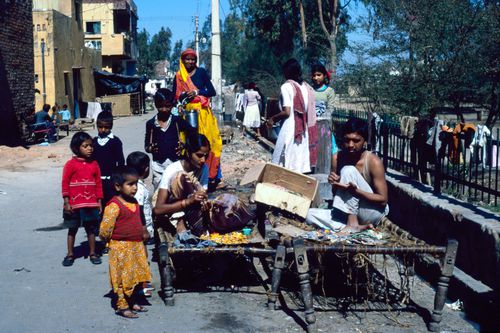 View of street with inhabitants used for the Human Settlement Training Package "Package 1: Planning guidelines"