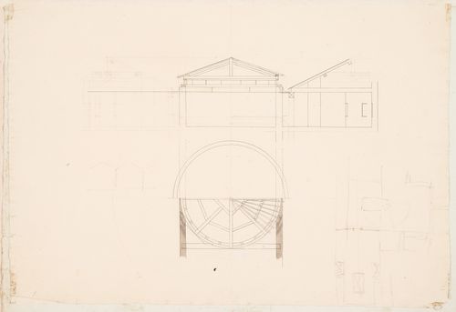 Partial plan for a theatre; verso: Section and partial roof plan for an unidentified building