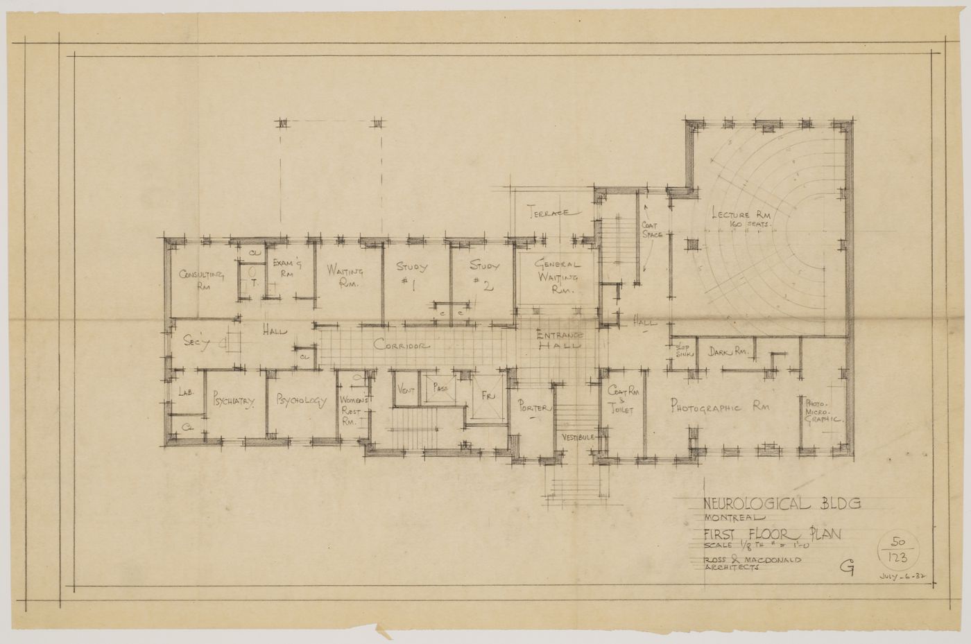 Montréal Neurological Institute, Montréal, Québec: first floor plan