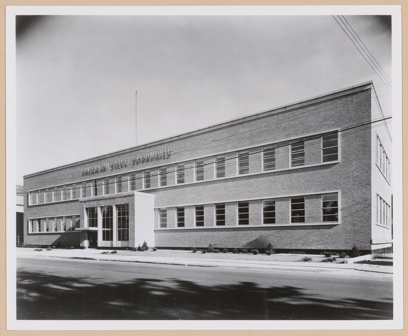 View of the principal façade of the Main Administration Building, American Steel Foundries Hammond Works division, Hammond, Indiana