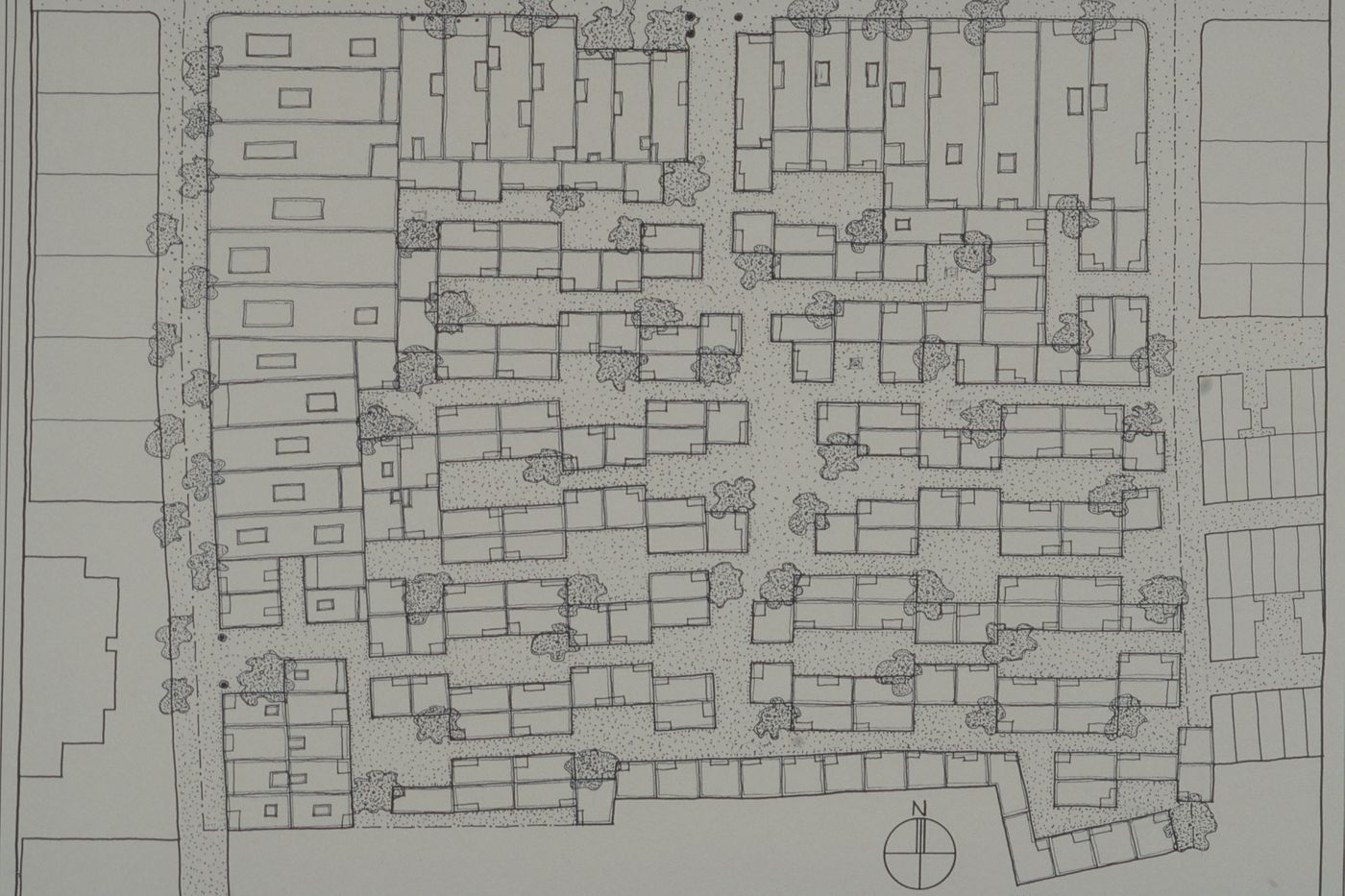 Site plan showing plots for the Aranya Housing Project, Indore, India