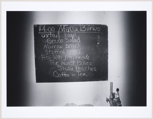 "Matta Bones" dinner menu at Food Restaurant, New York City, New York