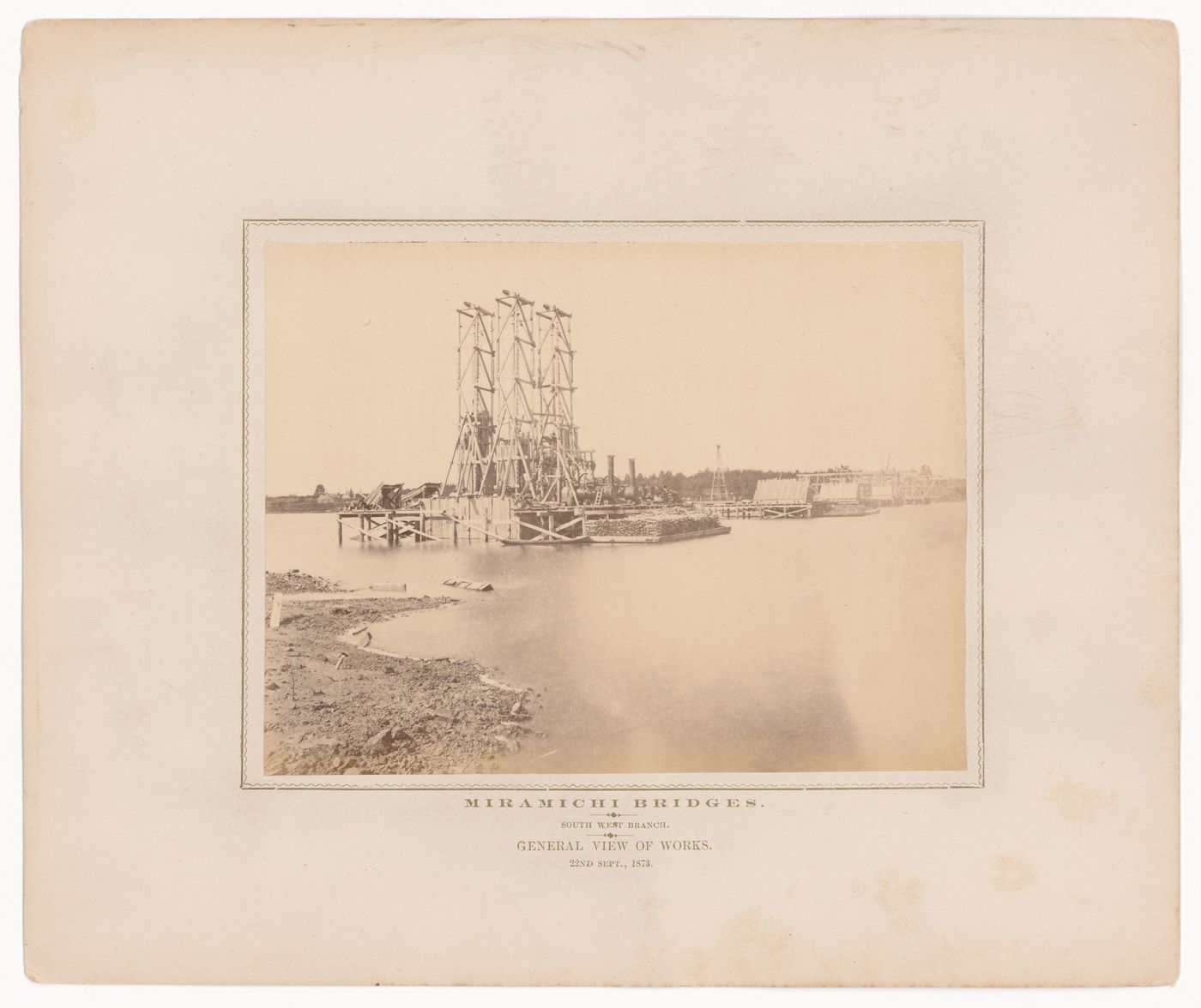 Miramichi Bridges under construction, Miramichi Bay, New Brunswick