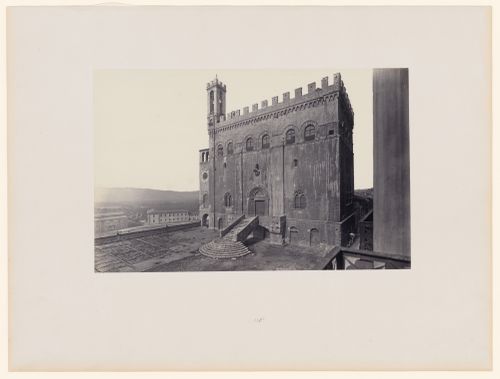 View of Palazzo dei Consoli overlooking Gubbio, Italy