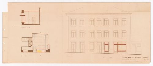 Plan, section, and elevation for Loja Marlã, Matosinhos, Portugal