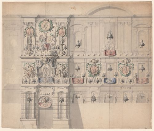 Design for ceremonial decorations at the Louvre