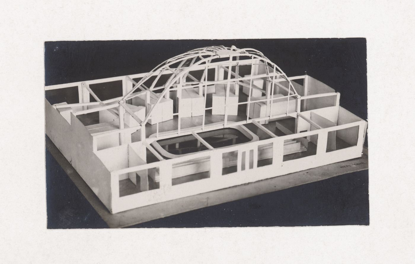 Photograph of a student model by Neronskii on the topic "Exercise on Finding the Expressiveness of Construction. Swimming Pool" for the "Space" course at the Vkhutein (Moscow Higher Technical Institute), Moscow
