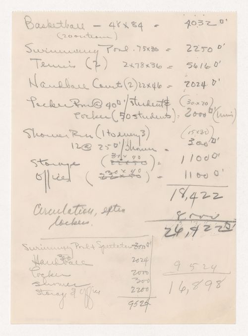 Notes for Gymnasium and Natatorium for Illinois Institute of Technology