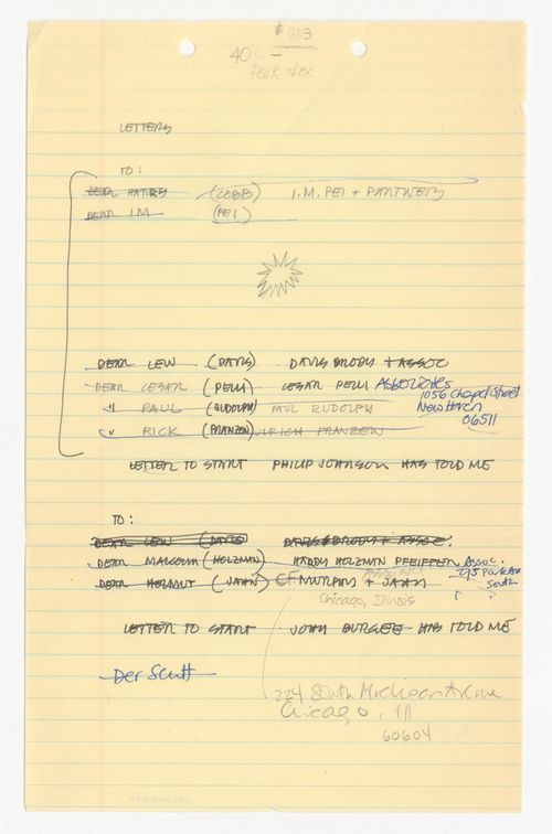 Notes for writing letters by Peter D. Eisenman