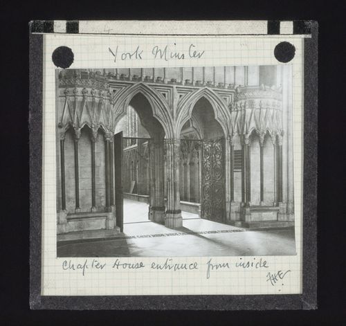 View of entrance of Chapter House from inside, York Minster, York, North Yorkshire, England