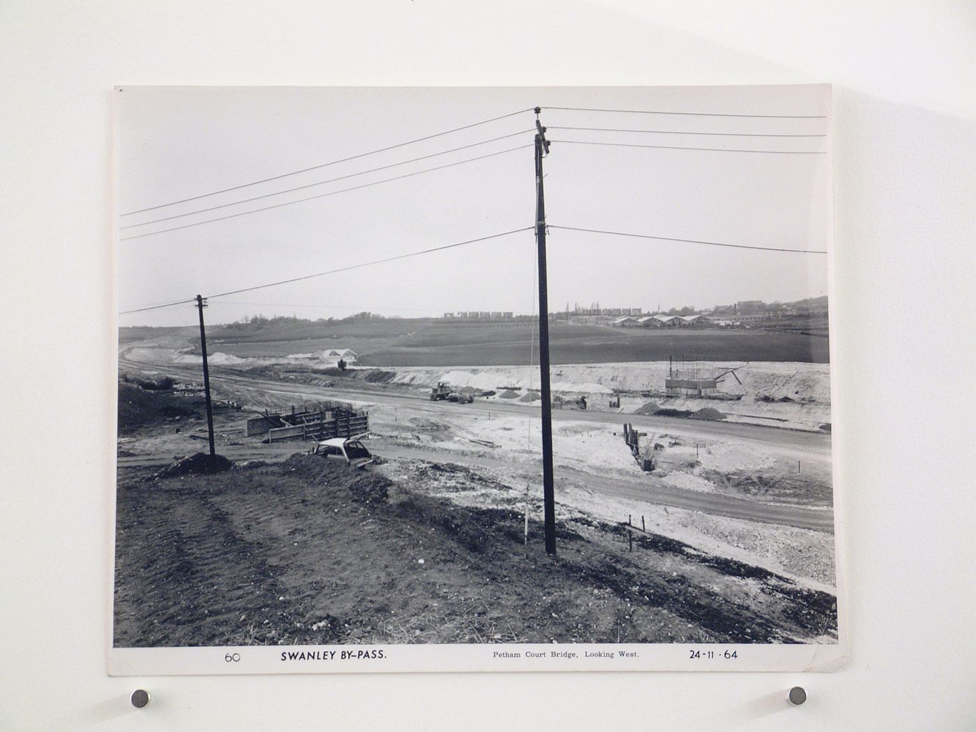 View of Petham Court bridge, looking west, during construction of the Swanley Bypass, England
