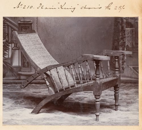 View of a chair, F. Beato Limited, C Road, Mandalay, Burma (now Myanmar)