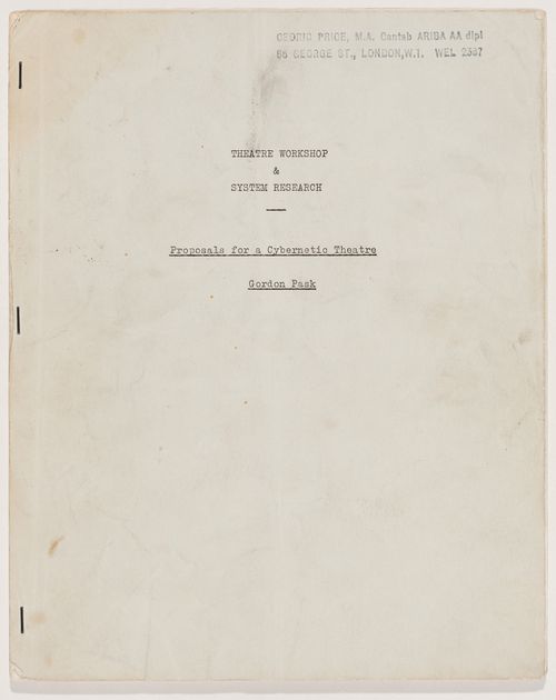 Proposals for a cybernetic theatre