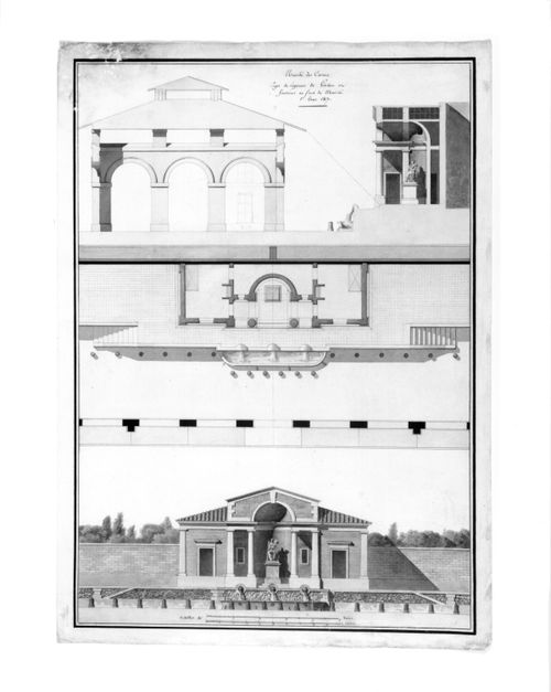 Partial plan and elevation for Market Building, Marché des Carmes, Paris