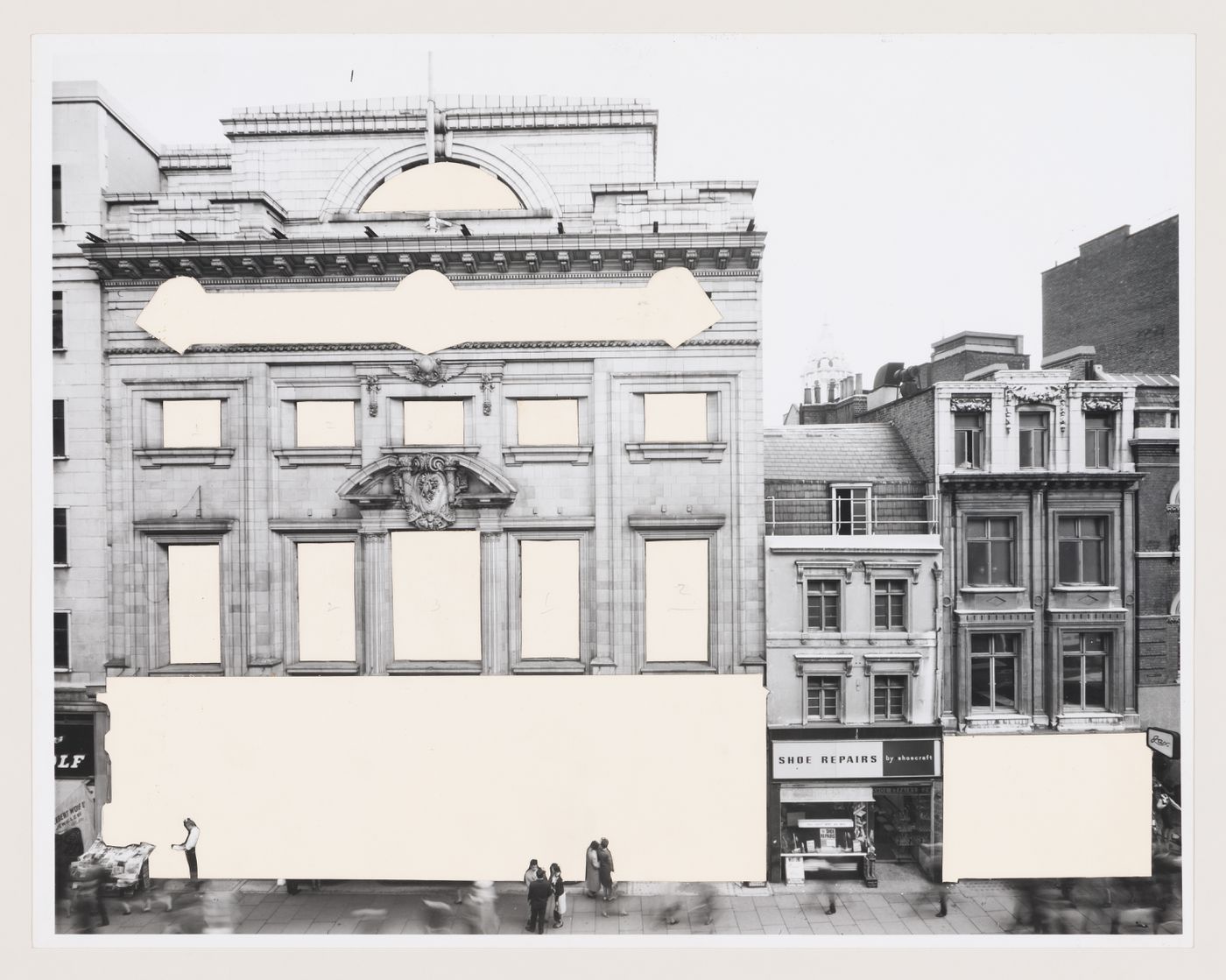 Photomontage of Oxford Corner House, London--from the project file "O.C.H. Feasibility Study"