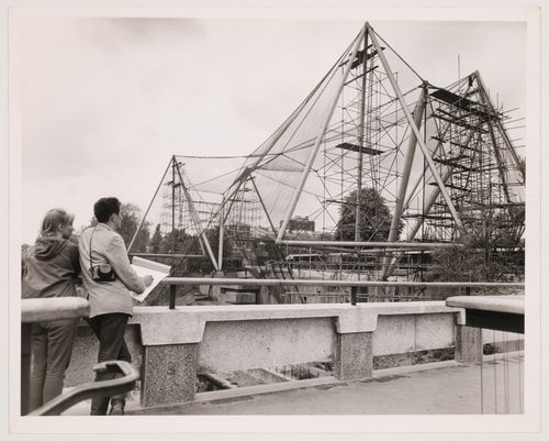 View of London Zoo Aviary under construction, Regent's Park, London, England