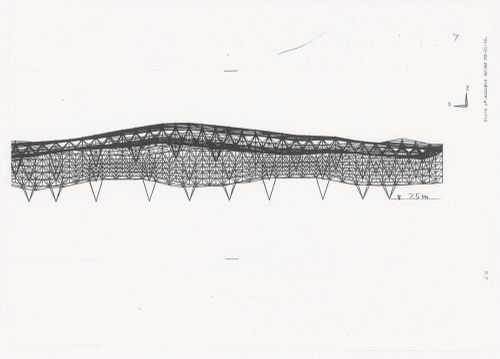 Wireframe roof section for Odawara Municipal Sports Complex, Odawara, Japan