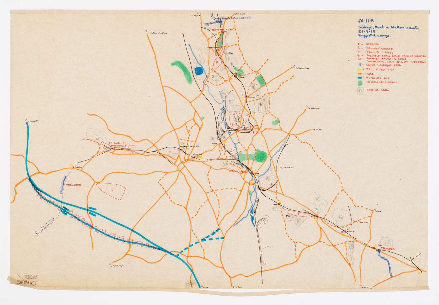 Potteries Thinkbelt: map of existing sidings, tracks and stations with suggested usage