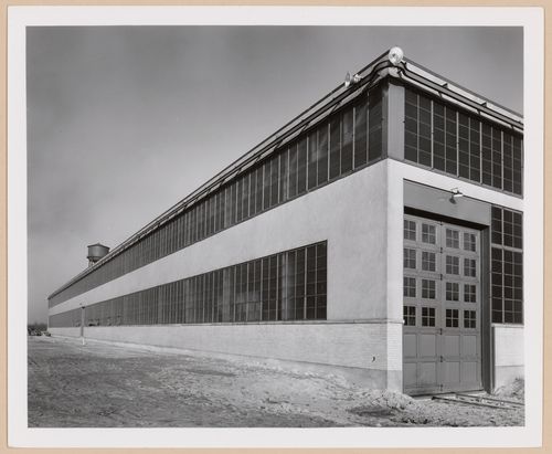 View of the north and west façades of the Crane Bay, Thompson Aircraft Products, Inc. Airplane Assembly Plant, Euclid, Ohio