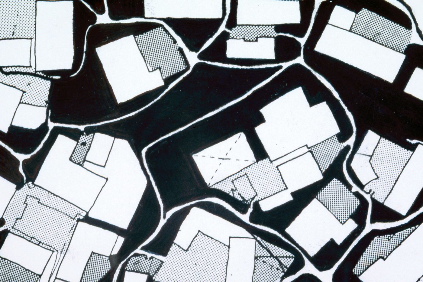 Enlarged portion of site plan used for "Village Upgrading" training package based on research paper "Housing a Billion: Volume 2: Village Upgrading: Jianlu, China"