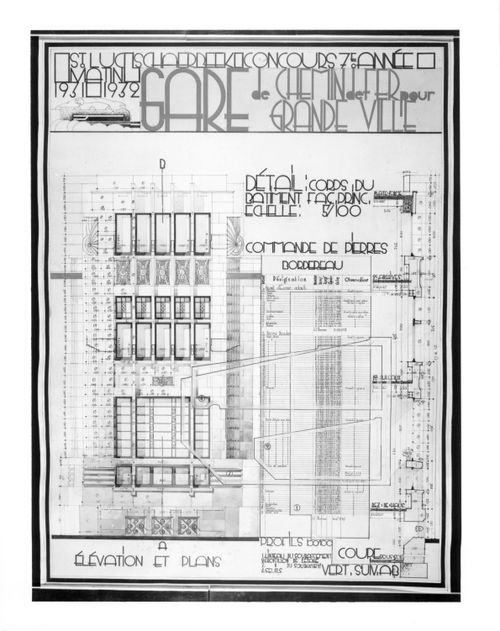 Gare de chemin de fer pour grande ville 'Elevation & plans'