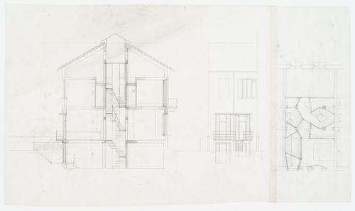 Section, floor plan and elevation for Casa Frea, Milan, Italy