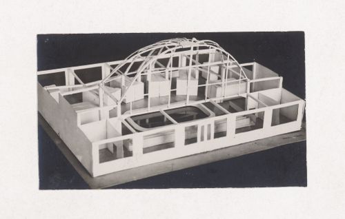 Photograph of a student model by Neronskii on the topic "Exercise on Finding the Expressiveness of Construction. Swimming Pool" for the "Space" course at the Vkhutein (Moscow Higher Technical Institute), Moscow