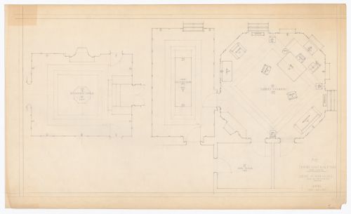 Plan de l'agencement du mobilier de la salle des juges, du salon des avocats et de la salle d'attente pour Cour suprême du Canada, Ottawa, Ontario
