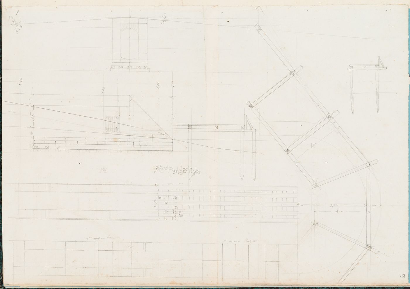 Preliminary drawings, probably for a sewer, Parc de Clichy