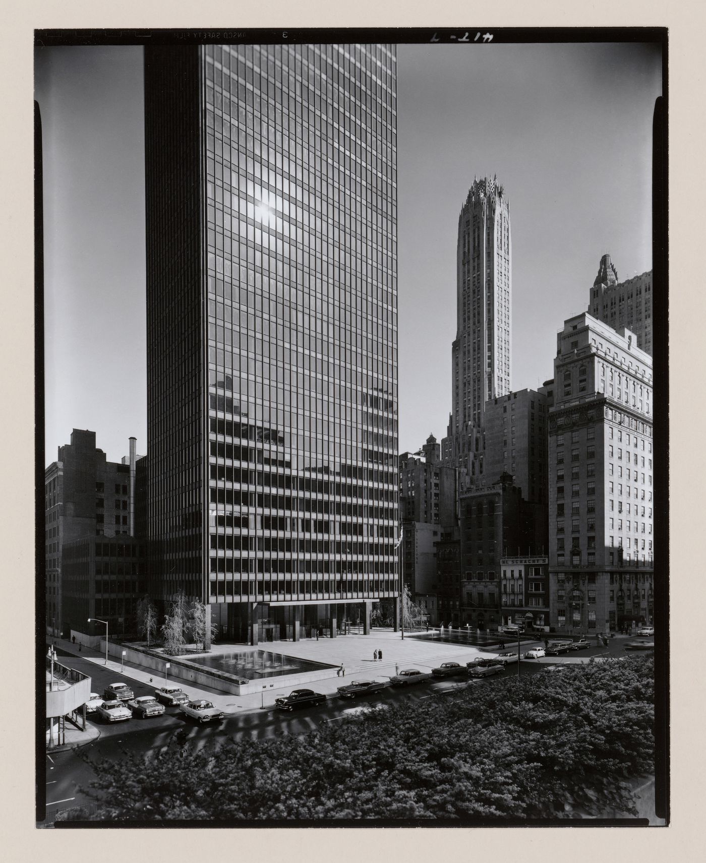 Partial view of the Seagram Building and plaza from across the street, New York City