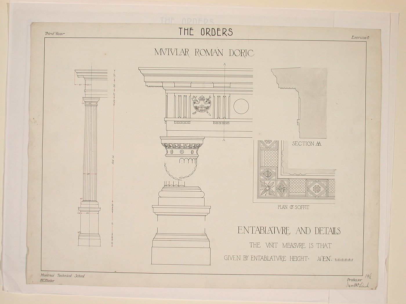 Mutular Roman Doric, Entablature and Details