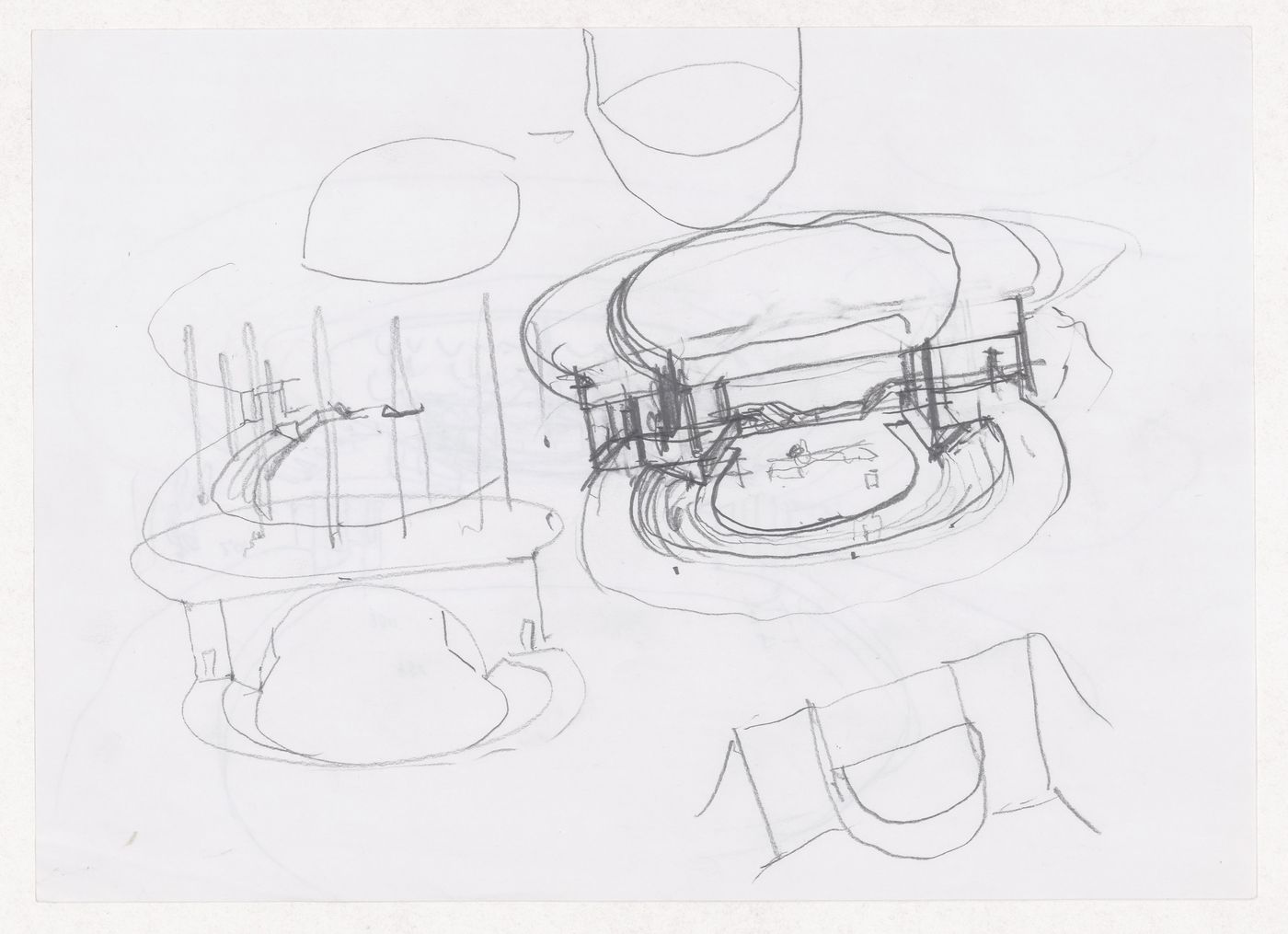 Auditorium sketches for Reitoria da Universidade de Alicante, Alicante, Spain; verso: Auditorium sketch for Reitoria da Universidade de Alicante, Alicante, Spain