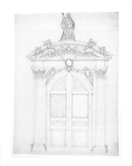 Elevation of a decorated door