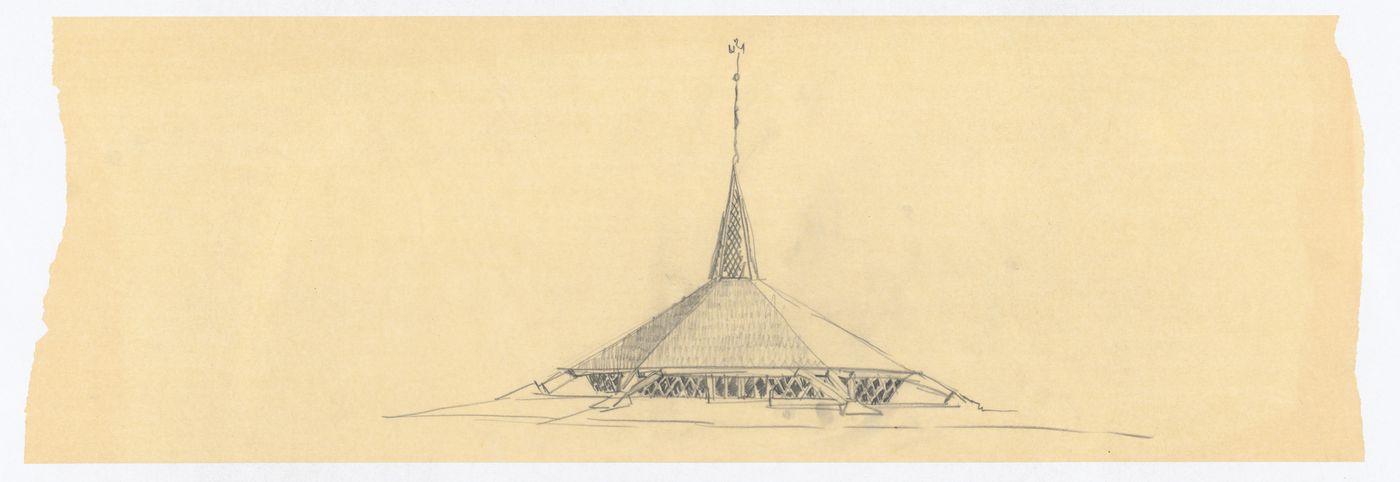 Sketched elevation, North Christian Church, Columbus, Indiana