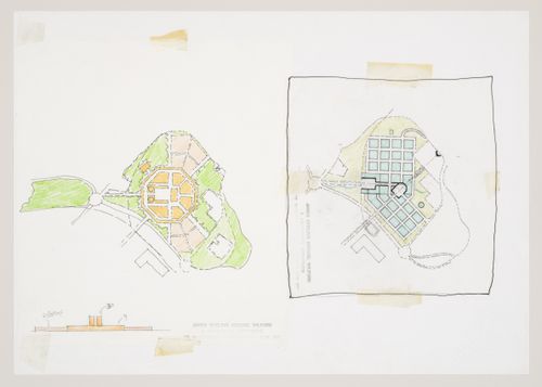 New Town Centre, Caselecchio di Reno, Italy: plans and elevation
