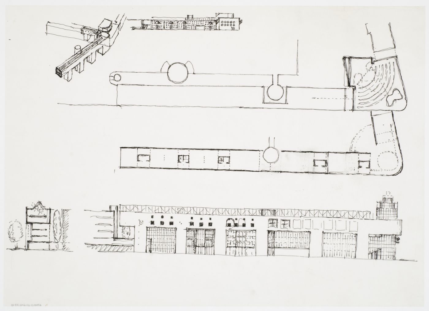 Hotel, Meineke Strasse, Berlin, Germany: perspectives, plans, section and elevation