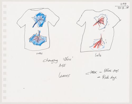 T-shirt design sketches ("Changing 'thro' age")