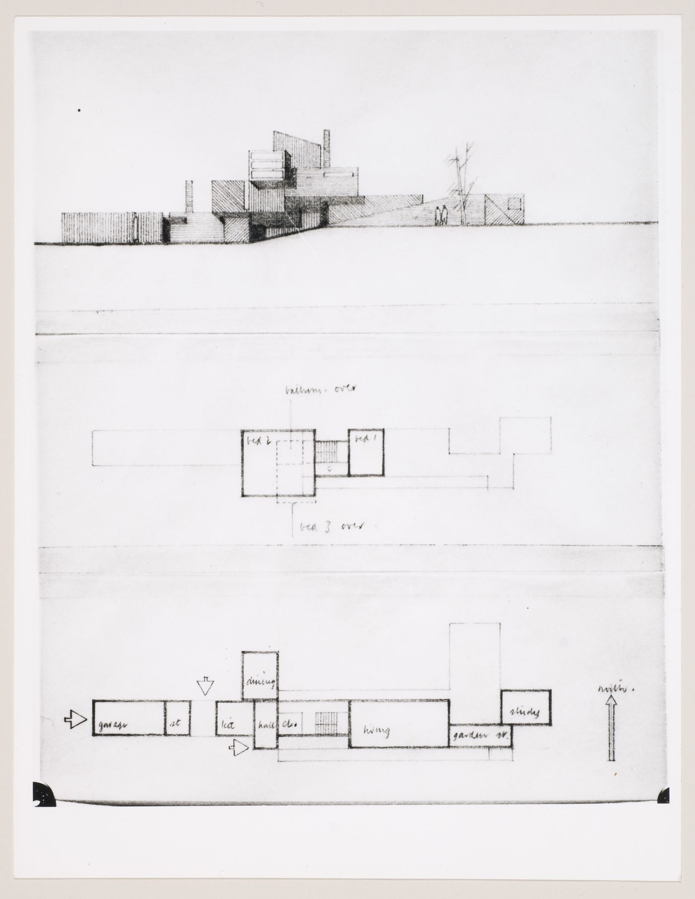 House Studies, England: views of elevation and plans