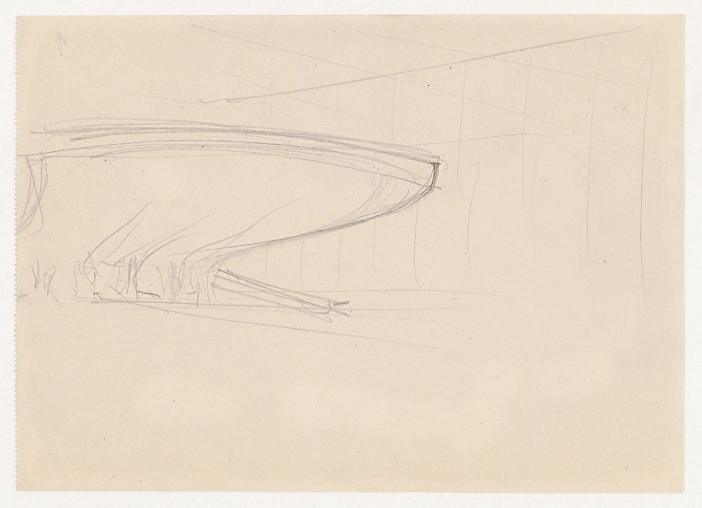 Perspective sketch for a conchoidal seating shell