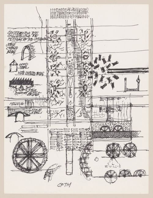Sketch site plan with annotations for Victims II