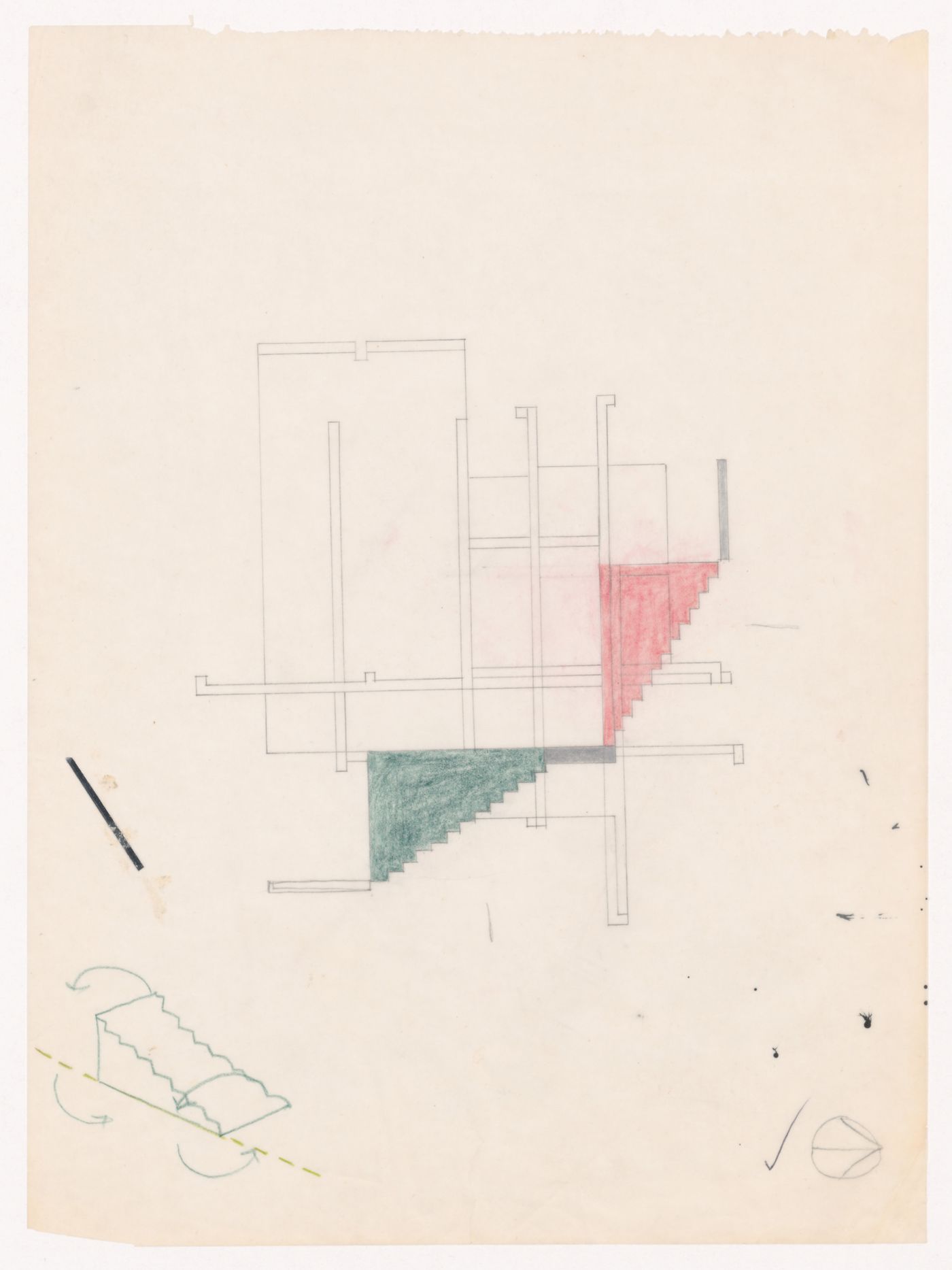 Sketch section for House VI, Cornwall, Connecticut